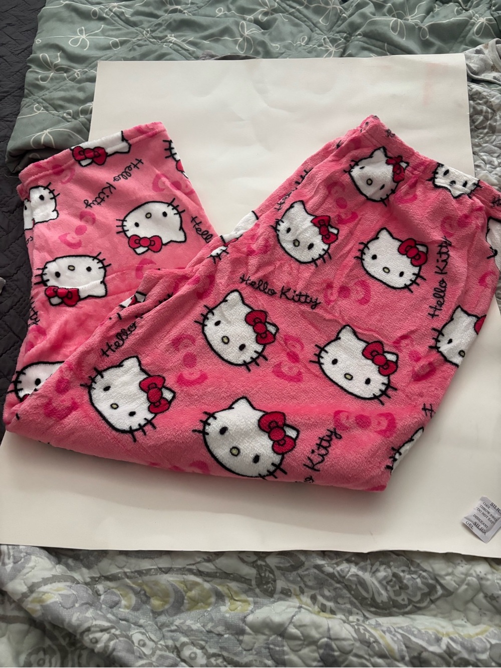 Hello Kitty Pink Plush Pajama Pants with Bow Motif